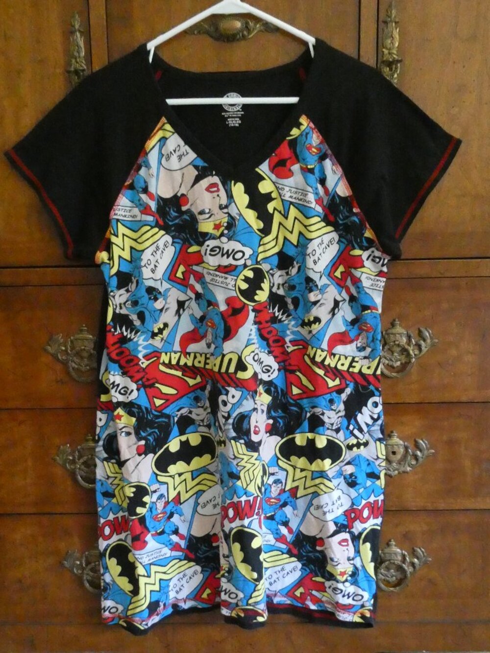 DC Comics Wonder Woman Batman, Superman Nightgown Sleepwear Women's Size Large